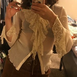 Retro flared lace blouse